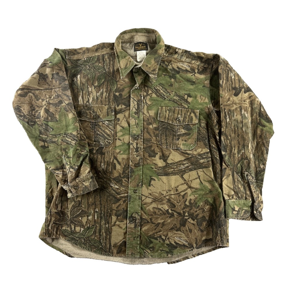 Vintage Deer-Skin Camo Shirt Men's XL Realtree Long-Sleeve Button-Up‎ Outdoors